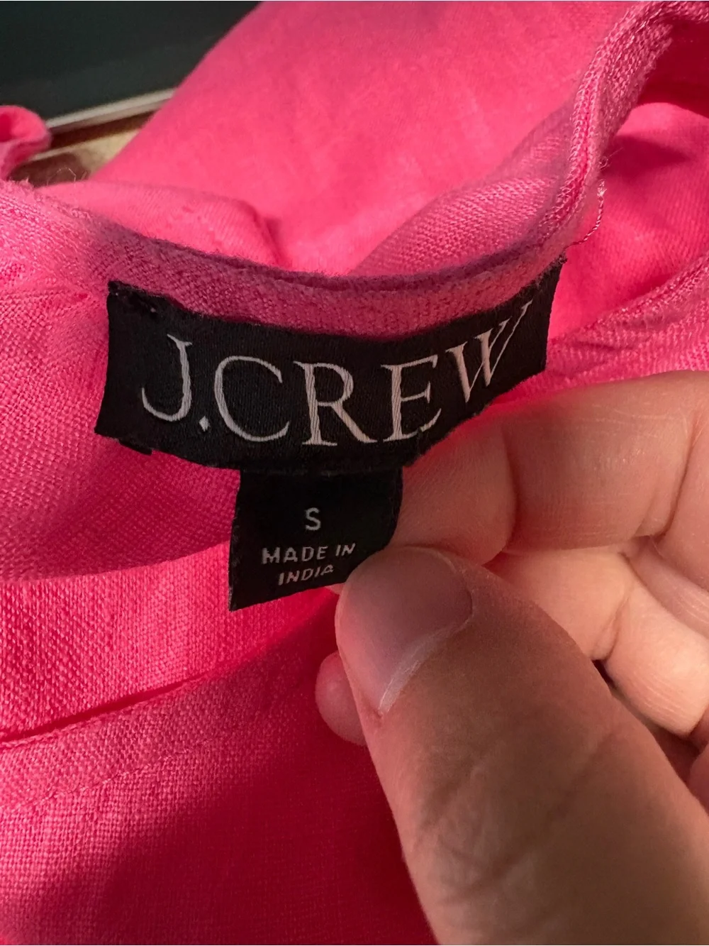 J.Crew Linen Button Back Shift Dress Neon Flamingo hot pink women’s size small